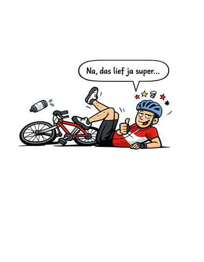 Lustiges Fahrradfahrer T-Shirt – „Na, das lief ja super…“ – Sarkastisches Fahrrad Shirt | Comic Style, Herren, Frauen, Unisex T-Shirt - SprücheKüche - Druckfrisch & frech