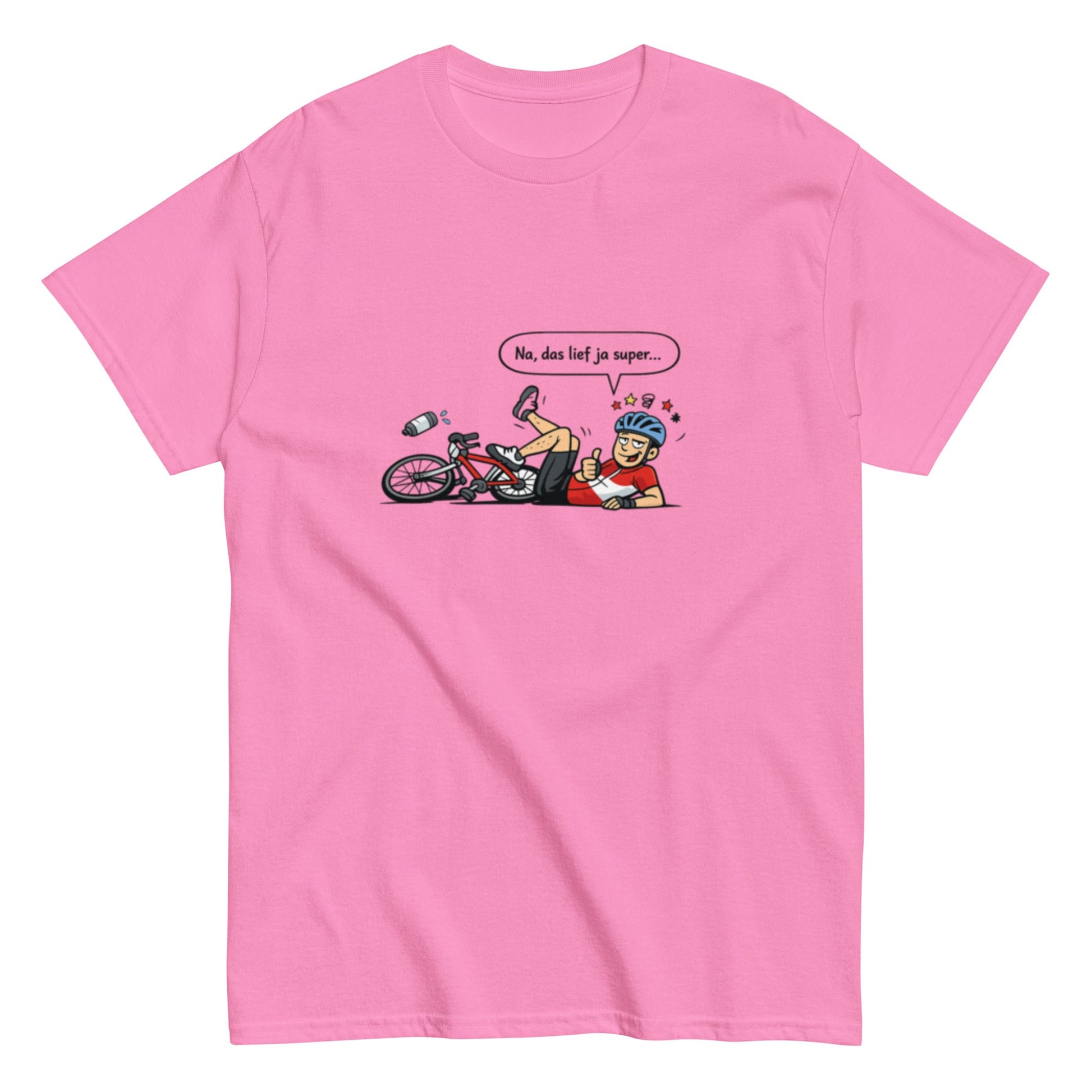 Lustiges Fahrradfahrer T-Shirt – „Na, das lief ja super…“ – Sarkastisches Fahrrad Shirt | Comic Style, Herren, Frauen, Unisex T-Shirt - SprücheKüche - Druckfrisch & frech
