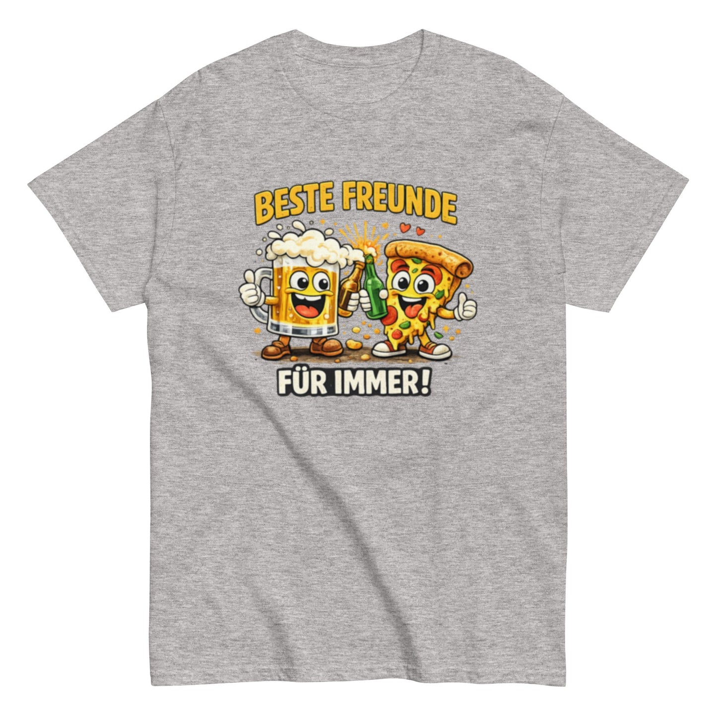 Lustiges Pizza & Bier T-Shirt – Beste Freunde für immer, Herren, Frauen, Unisex T-Shirt - SprücheKüche - Druckfrisch & frech