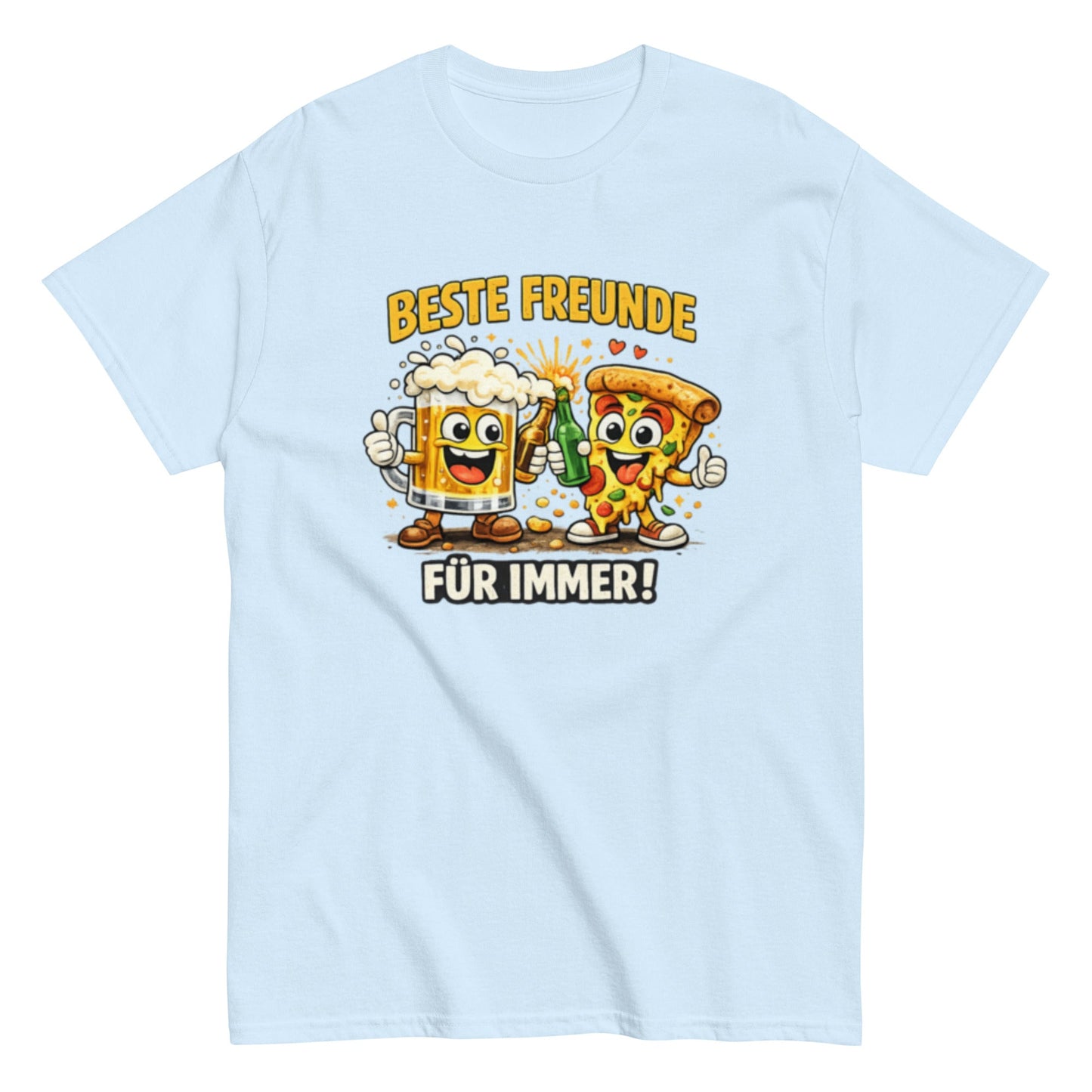 Lustiges Pizza & Bier T-Shirt – Beste Freunde für immer, Herren, Frauen, Unisex T-Shirt - SprücheKüche - Druckfrisch & frech