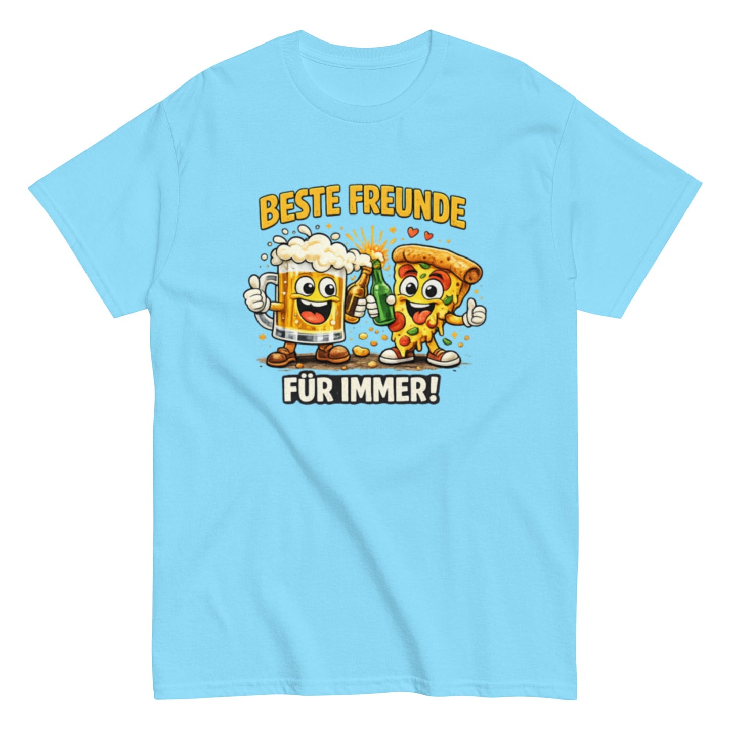 Lustiges Pizza & Bier T-Shirt – Beste Freunde für immer, Herren, Frauen, Unisex T-Shirt - SprücheKüche - Druckfrisch & frech