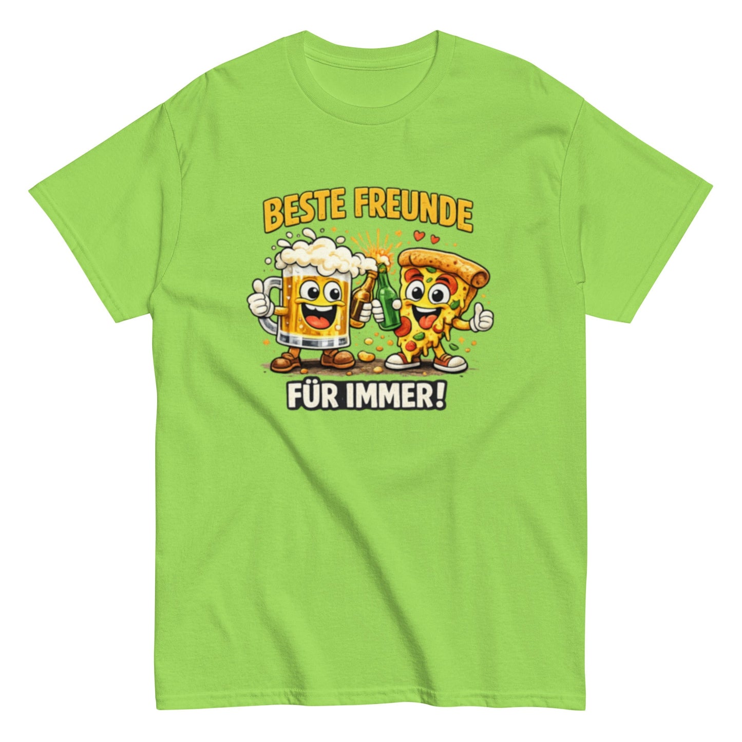 Lustiges Pizza & Bier T-Shirt – Beste Freunde für immer, Herren, Frauen, Unisex T-Shirt - SprücheKüche - Druckfrisch & frech