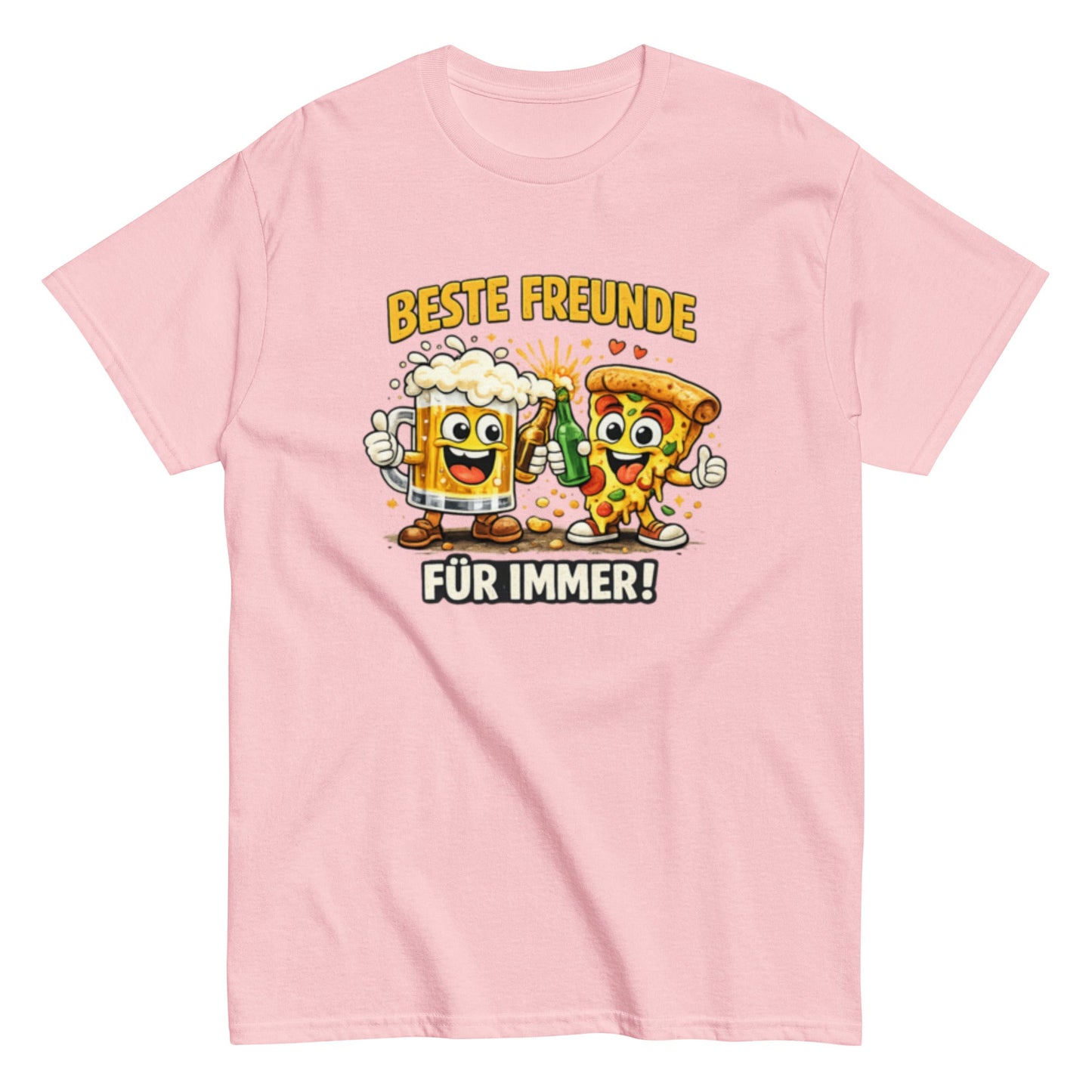 Lustiges Pizza & Bier T-Shirt – Beste Freunde für immer, Herren, Frauen, Unisex T-Shirt - SprücheKüche - Druckfrisch & frech