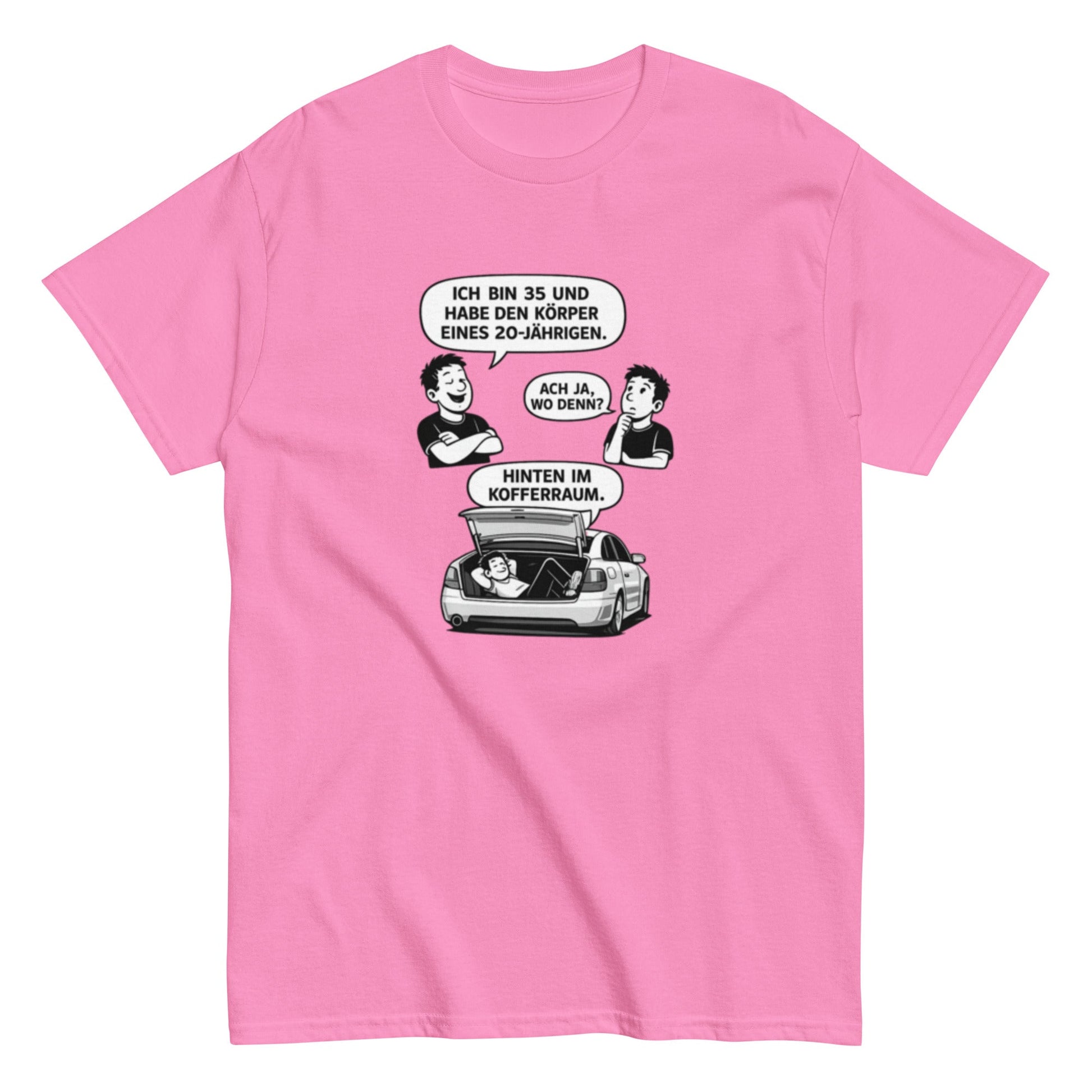 Lustiges T-Shirt „Ich bin 35 und habe den Körper eines 20 - Jährigen“ – Humor Spruch Shirt – Geschenk für Männer & Frauen, Unisex T-Shirt - SprücheKüche - Druckfrisch & frech