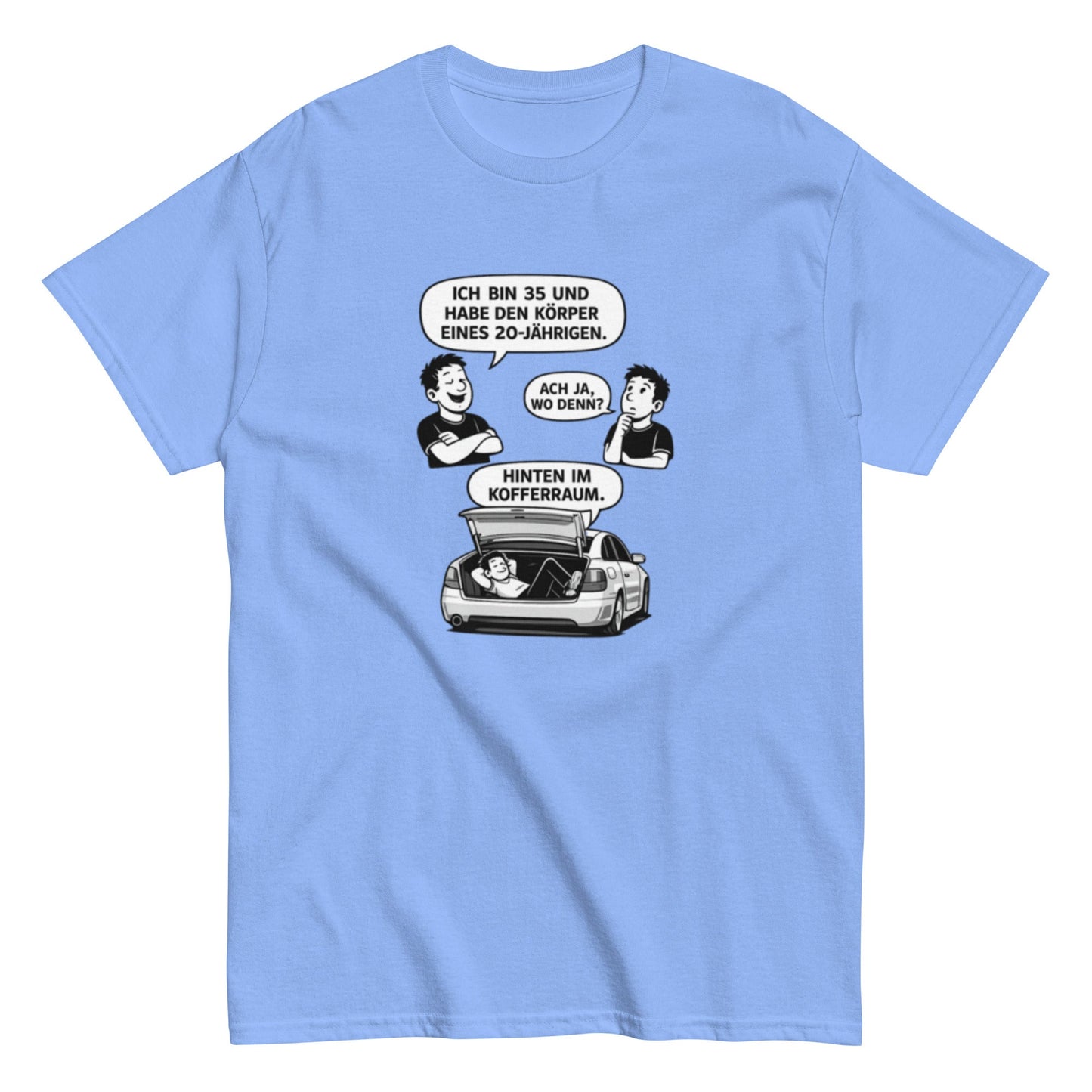 Lustiges T-Shirt „Ich bin 35 und habe den Körper eines 20 - Jährigen“ – Humor Spruch Shirt – Geschenk für Männer & Frauen, Unisex T-Shirt - SprücheKüche - Druckfrisch & frech