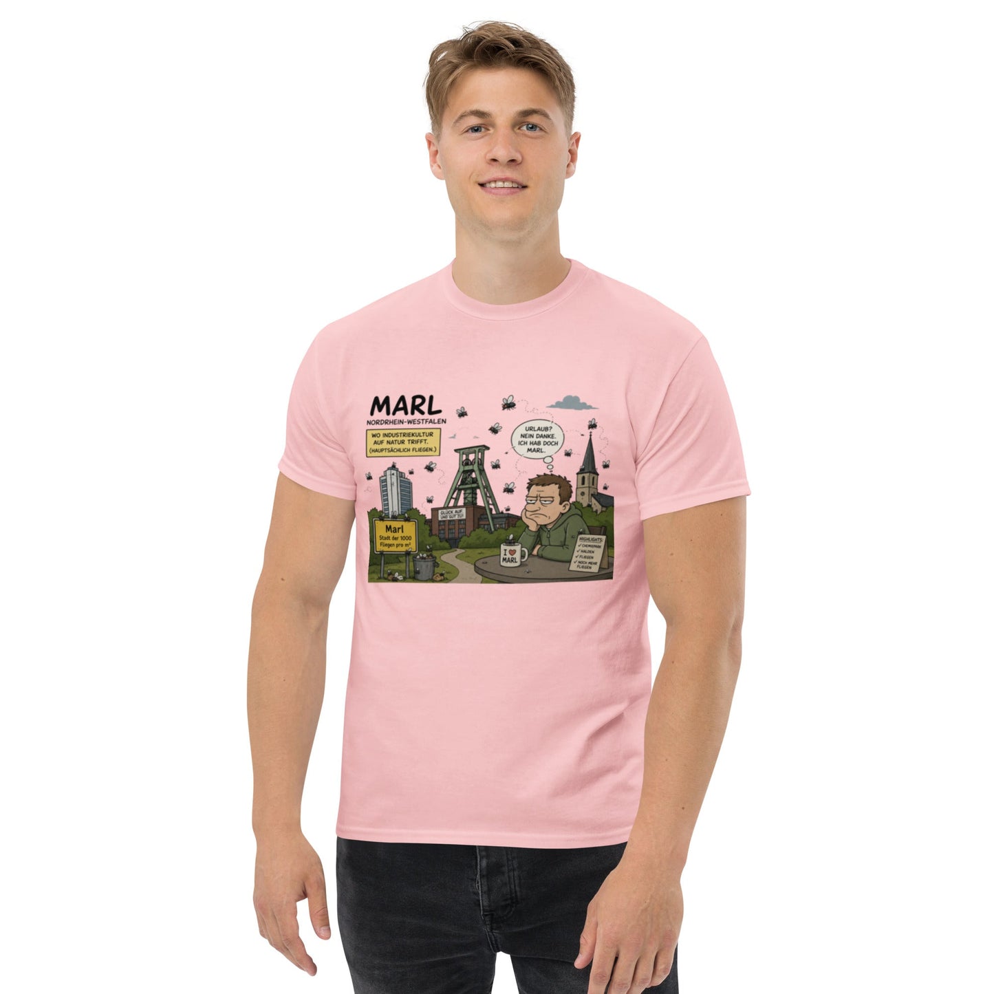 Marl Fliegenplage T-Shirt – Sarkastisches Ruhrpott Comic Design aus NRW, Herren, Frauen, Unisex T-Shirt - SprücheKüche - Druckfrisch & frech