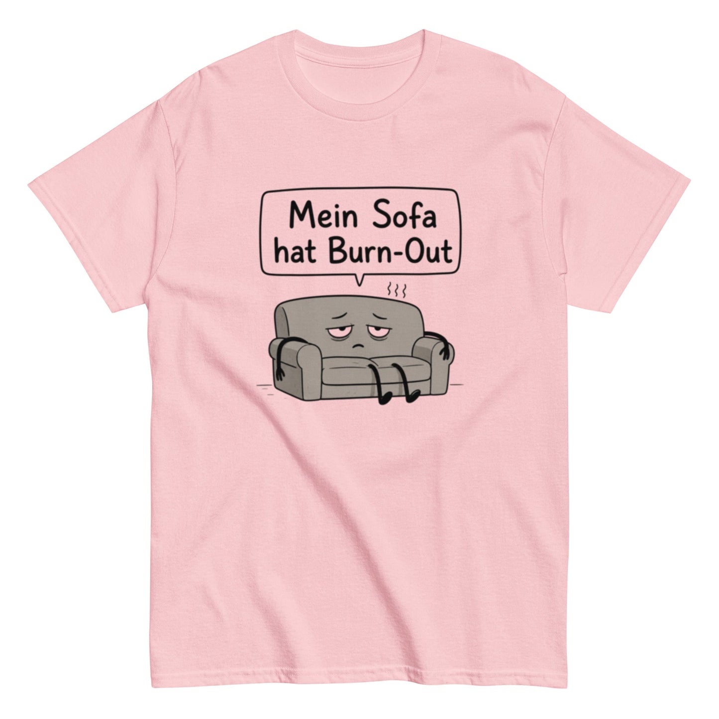 Mein Sofa hat Burn - Out – Lustiges minimalistisches T-Shirt im Comic - Style, Herren, Frauen, Unisex T-Shirt - SprücheKüche - Druckfrisch & frech