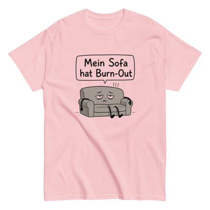 Mein Sofa hat Burn - Out – Lustiges minimalistisches T-Shirt im Comic - Style, Herren, Frauen, Unisex T-Shirt - SprücheKüche - Druckfrisch & frech