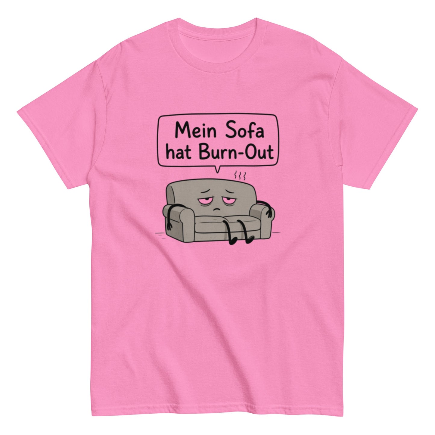 Mein Sofa hat Burn - Out – Lustiges minimalistisches T-Shirt im Comic - Style, Herren, Frauen, Unisex T-Shirt - SprücheKüche - Druckfrisch & frech