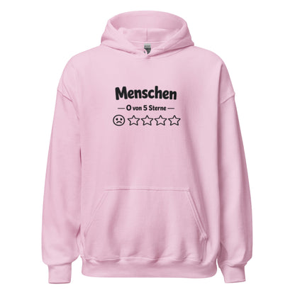 Menschen 0 von 5 Sterne-Bewertung - Lustiger Unisex-Hoodie - SprücheKüche - Druckfrisch & frech