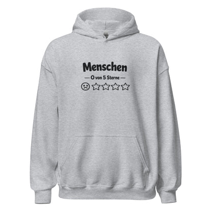 Menschen 0 von 5 Sterne-Bewertung - Lustiger Unisex-Hoodie - SprücheKüche - Druckfrisch & frech
