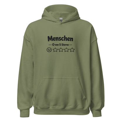 Menschen 0 von 5 Sterne-Bewertung - Lustiger Unisex-Hoodie - SprücheKüche - Druckfrisch & frech