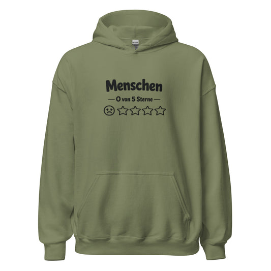Menschen 0 von 5 Sterne-Bewertung - Lustiger Unisex-Hoodie - SprücheKüche - Druckfrisch & frech