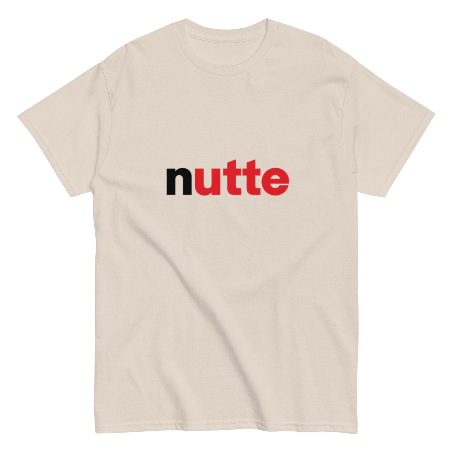 Minimalistisches Statement Shirt im Haselnusscreme - Style | Lustiges Parodie Design | Herren, Frauen, Unisex T-Shirt - SprücheKüche - Druckfrisch & frech