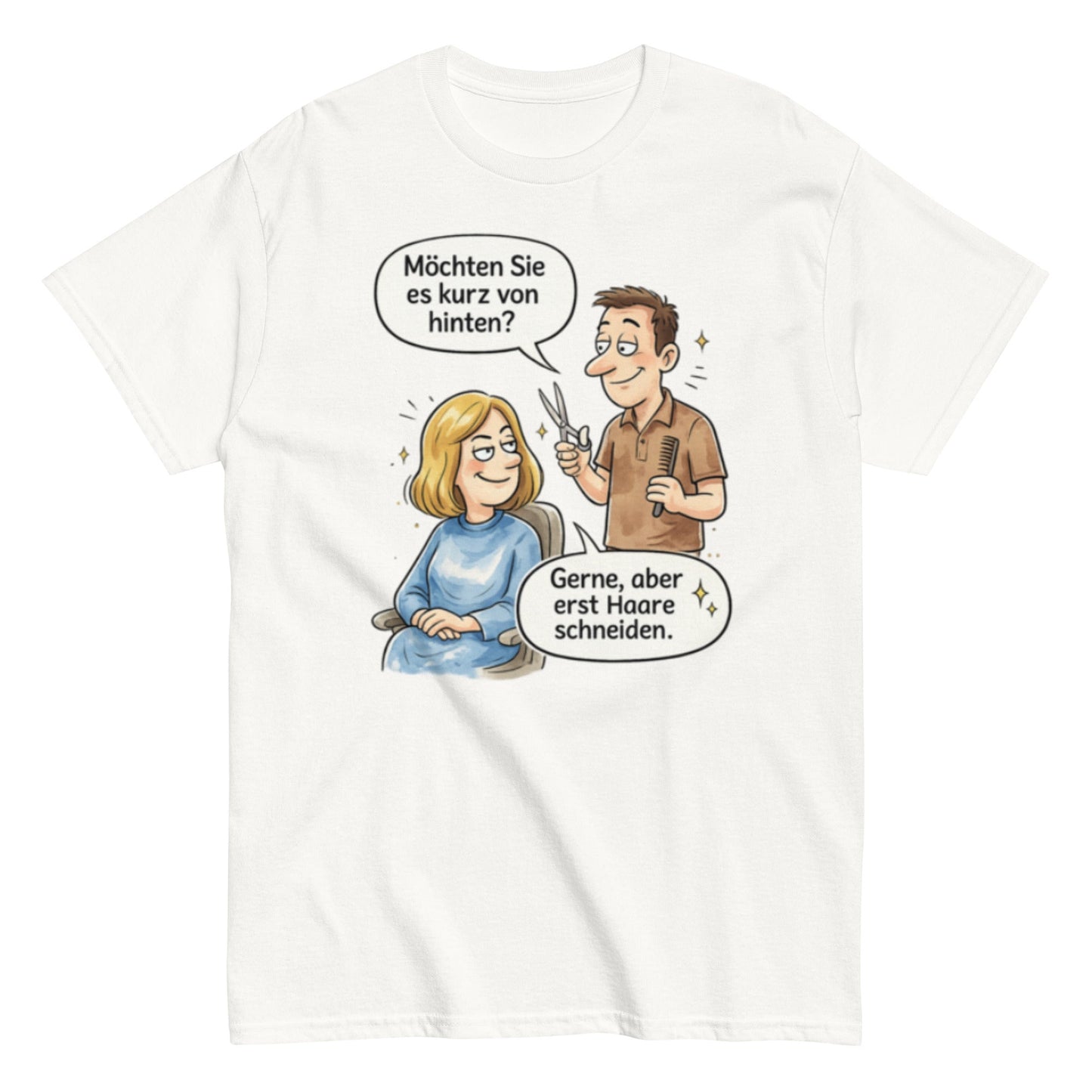 MÖCHTEN SIE ES KURZ VON HINTEN? - Lustiges Herren T-Shirt - SprücheKüche - Druckfrisch & frech