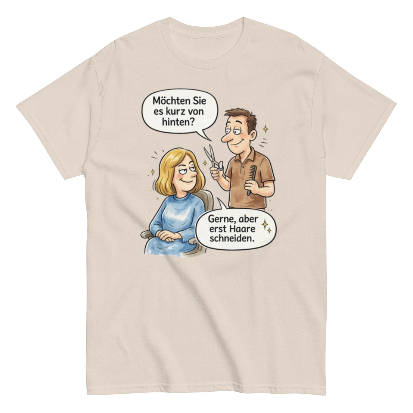 MÖCHTEN SIE ES KURZ VON HINTEN? - Lustiges Herren T-Shirt - SprücheKüche - Druckfrisch & frech