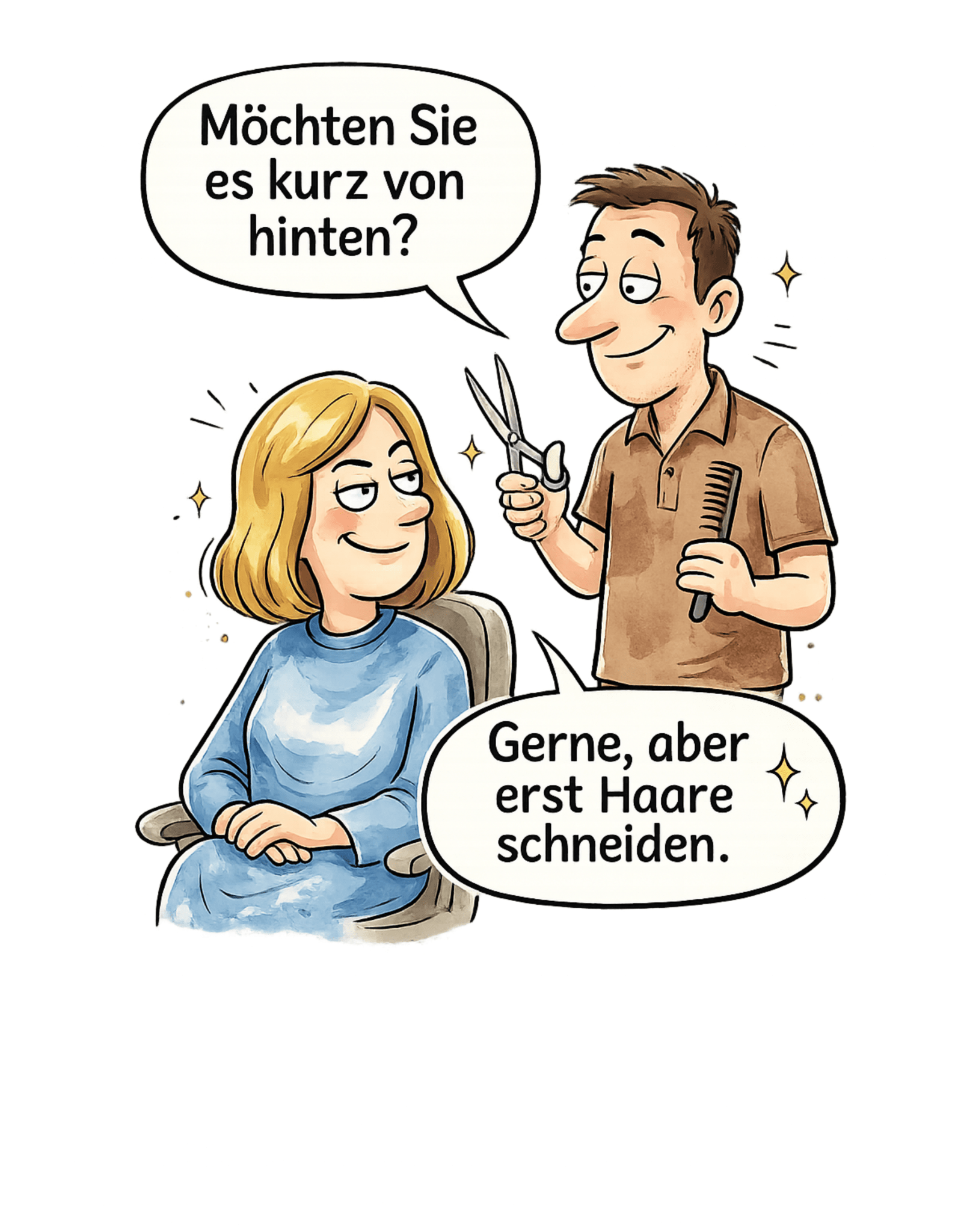 MÖCHTEN SIE ES KURZ VON HINTEN? - Lustiges Herren T-Shirt - SprücheKüche - Druckfrisch & frech