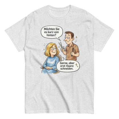 MÖCHTEN SIE ES KURZ VON HINTEN? - Lustiges Herren T-Shirt - SprücheKüche - Druckfrisch & frech