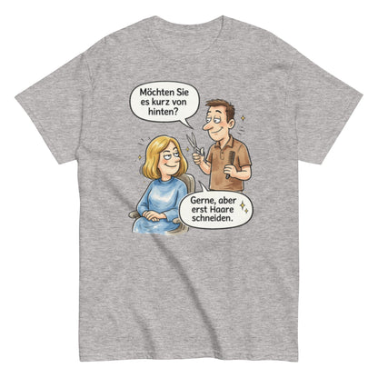 MÖCHTEN SIE ES KURZ VON HINTEN? - Lustiges Herren T-Shirt - SprücheKüche - Druckfrisch & frech