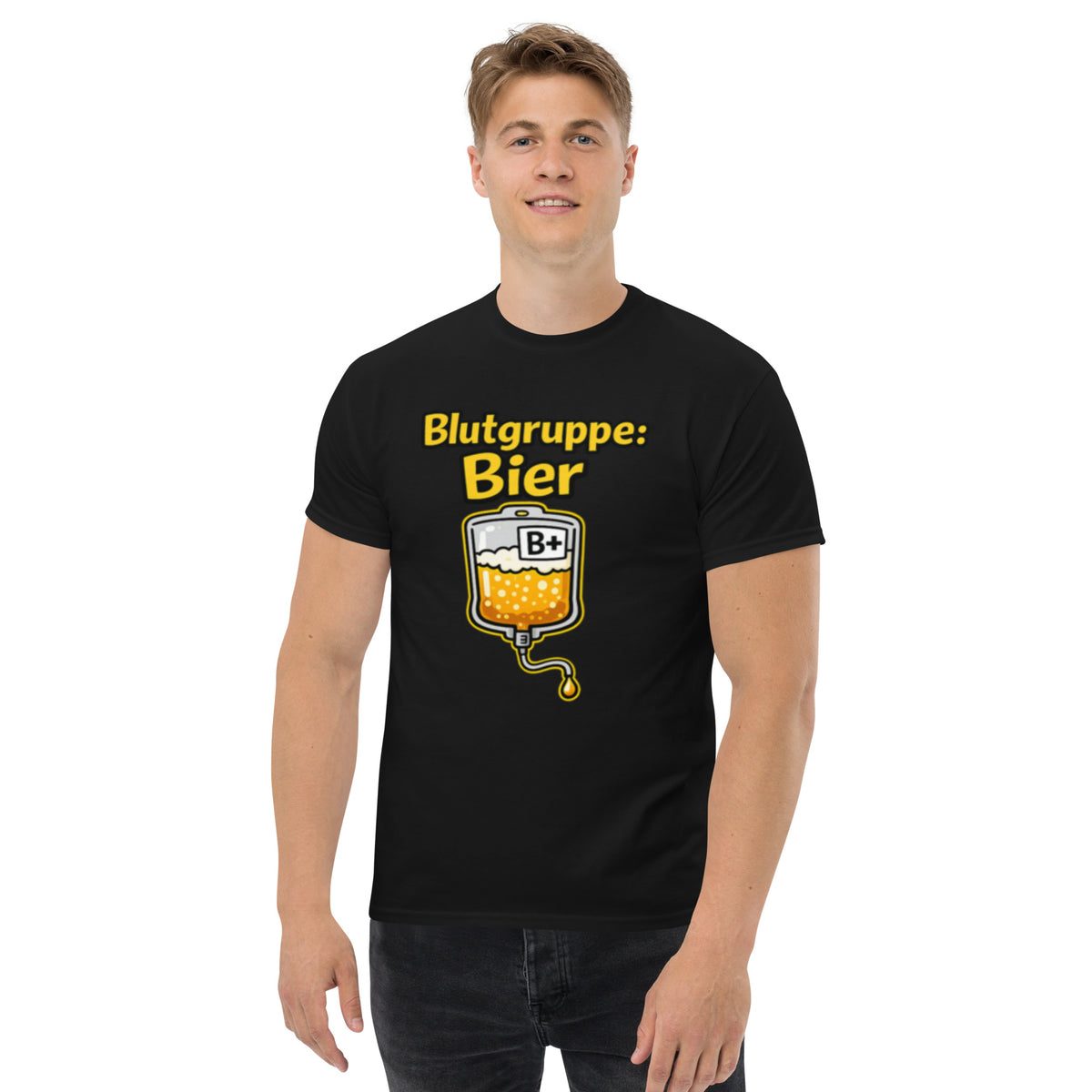 Blutgruppe Bier T-Shirt – Lustiges Bier Spruchshirt | Geschenk für Bierliebhaber und Herren