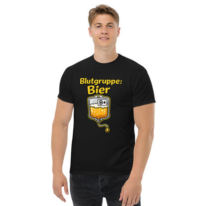 Blutgruppe Bier T-Shirt – Lustiges Bier Spruchshirt | Geschenk für Bierliebhaber und Herren
