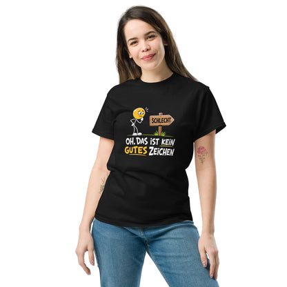 Lustiges T-Shirt mit Comicfigur und dem Spruch Oh, das ist kein gutes Zeichen