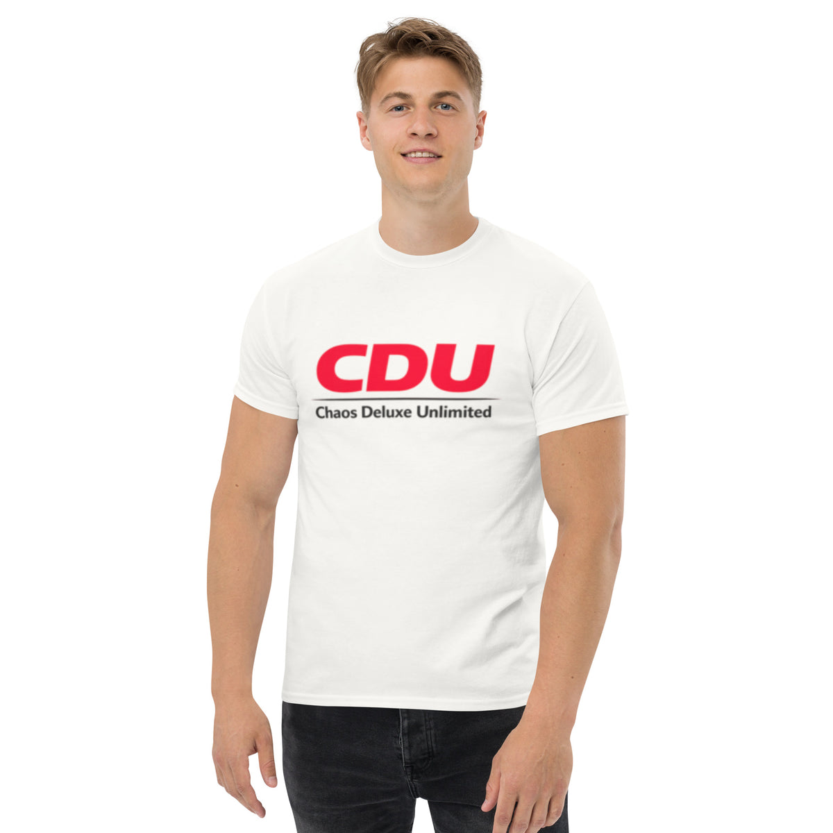 Lustiges Statement T-Shirt mit CDU Chaos Deluxe Unlimited Schriftzug