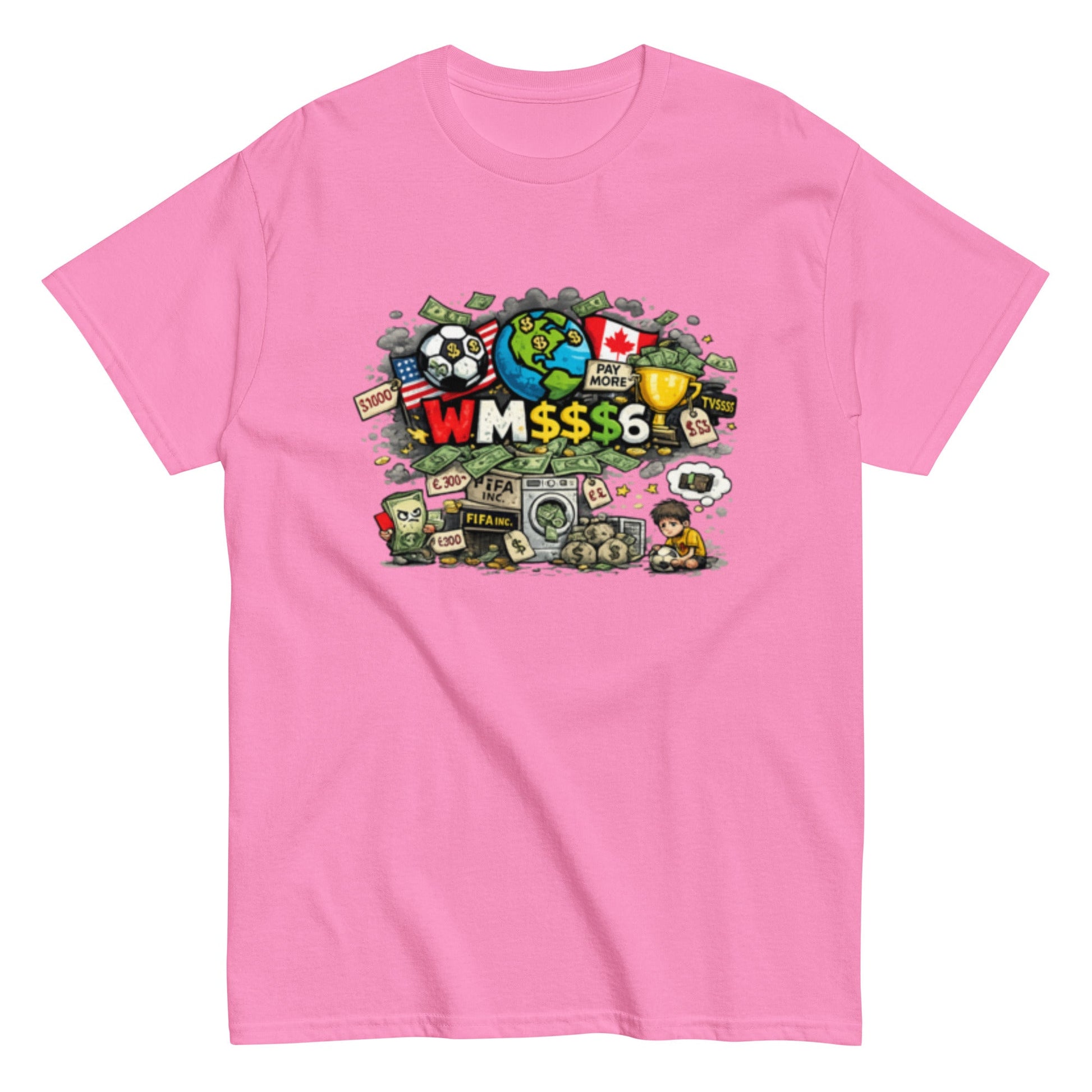 Satirisches WM 2026 T-Shirt Design | Fußball Kritik Shirt | Anti Kommerz Fußball Fanart | Comic Style , Herren, Frauen, Unisex T-Shirt - SprücheKüche - Druckfrisch & frech