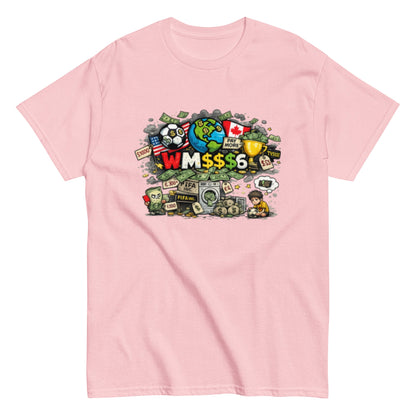 Satirisches WM 2026 T-Shirt Design | Fußball Kritik Shirt | Anti Kommerz Fußball Fanart | Comic Style , Herren, Frauen, Unisex T-Shirt - SprücheKüche - Druckfrisch & frech
