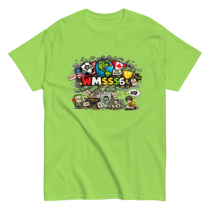 Satirisches WM 2026 T-Shirt Design | Fußball Kritik Shirt | Anti Kommerz Fußball Fanart | Comic Style , Herren, Frauen, Unisex T-Shirt - SprücheKüche - Druckfrisch & frech