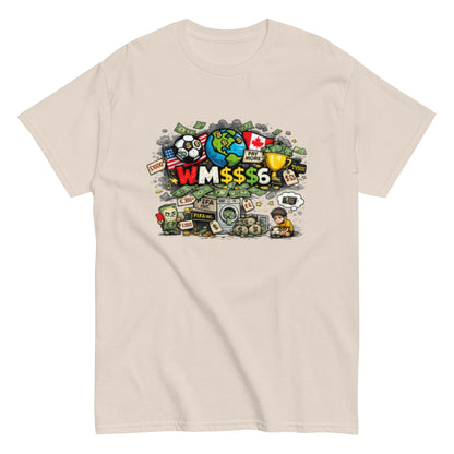 Satirisches WM 2026 T-Shirt Design | Fußball Kritik Shirt | Anti Kommerz Fußball Fanart | Comic Style , Herren, Frauen, Unisex T-Shirt - SprücheKüche - Druckfrisch & frech