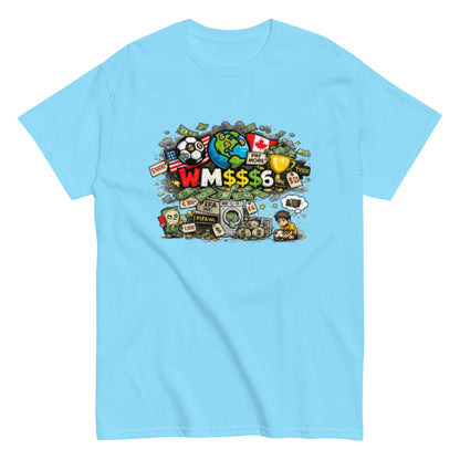 Satirisches WM 2026 T-Shirt Design | Fußball Kritik Shirt | Anti Kommerz Fußball Fanart | Comic Style , Herren, Frauen, Unisex T-Shirt - SprücheKüche - Druckfrisch & frech