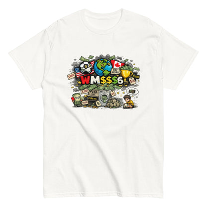 Satirisches WM 2026 T-Shirt Design | Fußball Kritik Shirt | Anti Kommerz Fußball Fanart | Comic Style , Herren, Frauen, Unisex T-Shirt - SprücheKüche - Druckfrisch & frech