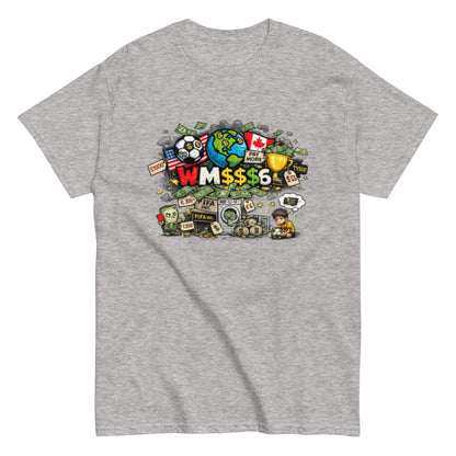 Satirisches WM 2026 T-Shirt Design | Fußball Kritik Shirt | Anti Kommerz Fußball Fanart | Comic Style , Herren, Frauen, Unisex T-Shirt - SprücheKüche - Druckfrisch & frech