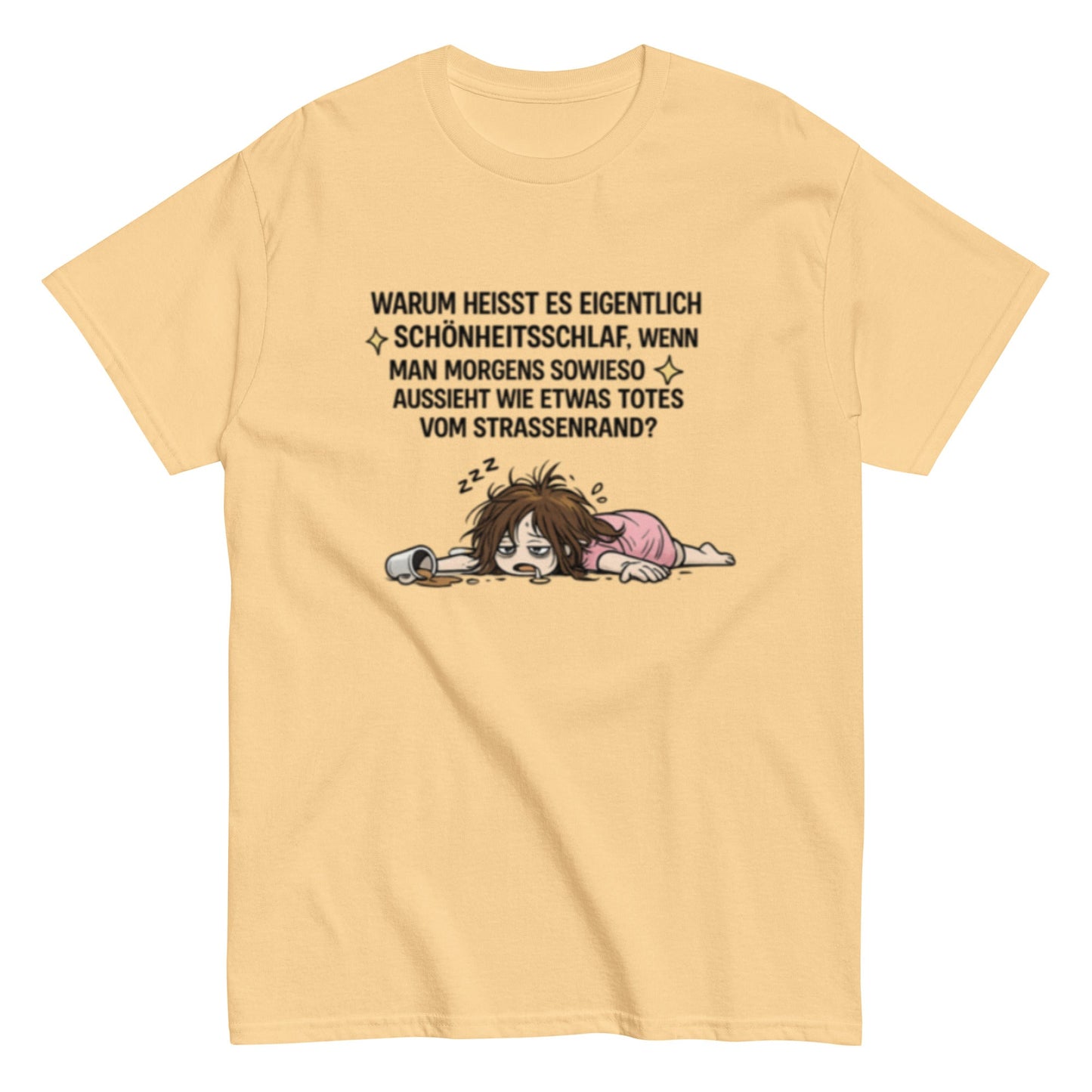 SCHÖNHEITSSCHLAF AM STRASSENRAND - Lustiges Herren T-Shirt - SprücheKüche - Druckfrisch & frech