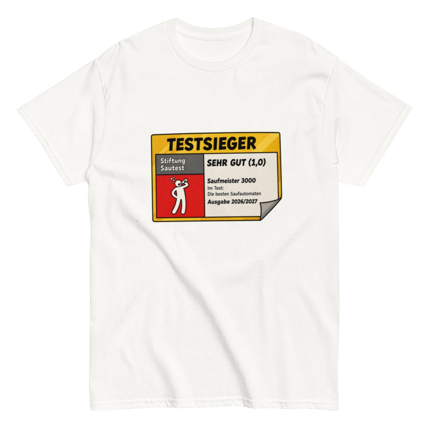 TESTSIEGER Shirt – „Saufmeister 3000“ | Lustiges Party & Festival T-Shirt, Herren, Frauen, Unisex T-Shirt - SprücheKüche - Druckfrisch & frech