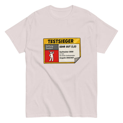 TESTSIEGER Shirt – „Saufmeister 3000“ | Lustiges Party & Festival T-Shirt, Herren, Frauen, Unisex T-Shirt - SprücheKüche - Druckfrisch & frech