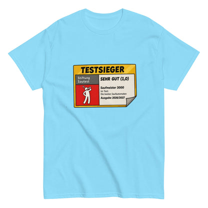 TESTSIEGER Shirt – „Saufmeister 3000“ | Lustiges Party & Festival T-Shirt, Herren, Frauen, Unisex T-Shirt - SprücheKüche - Druckfrisch & frech