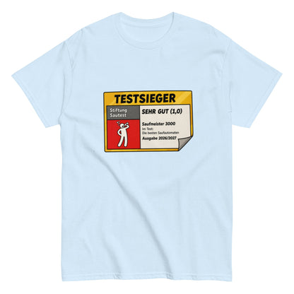TESTSIEGER Shirt – „Saufmeister 3000“ | Lustiges Party & Festival T-Shirt, Herren, Frauen, Unisex T-Shirt - SprücheKüche - Druckfrisch & frech
