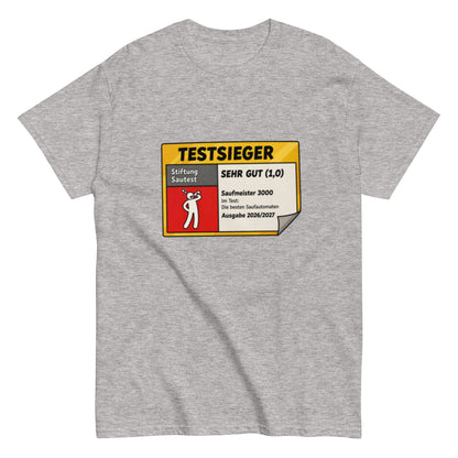 TESTSIEGER Shirt – „Saufmeister 3000“ | Lustiges Party & Festival T-Shirt, Herren, Frauen, Unisex T-Shirt - SprücheKüche - Druckfrisch & frech