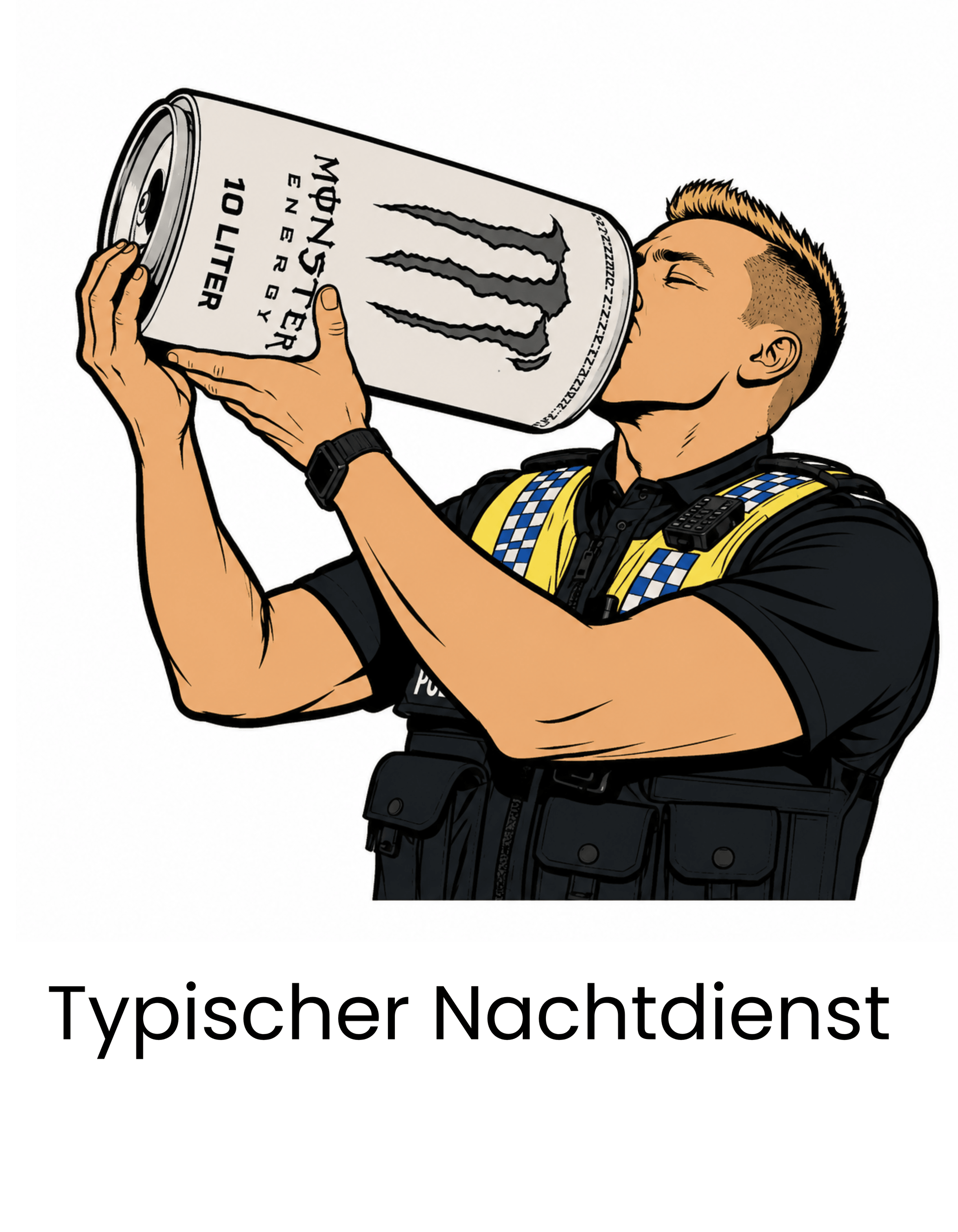 Typischer Nachtdienst – Lustiges Unisex Polizei-Shirt - SprücheKüche - Druckfrisch & frech