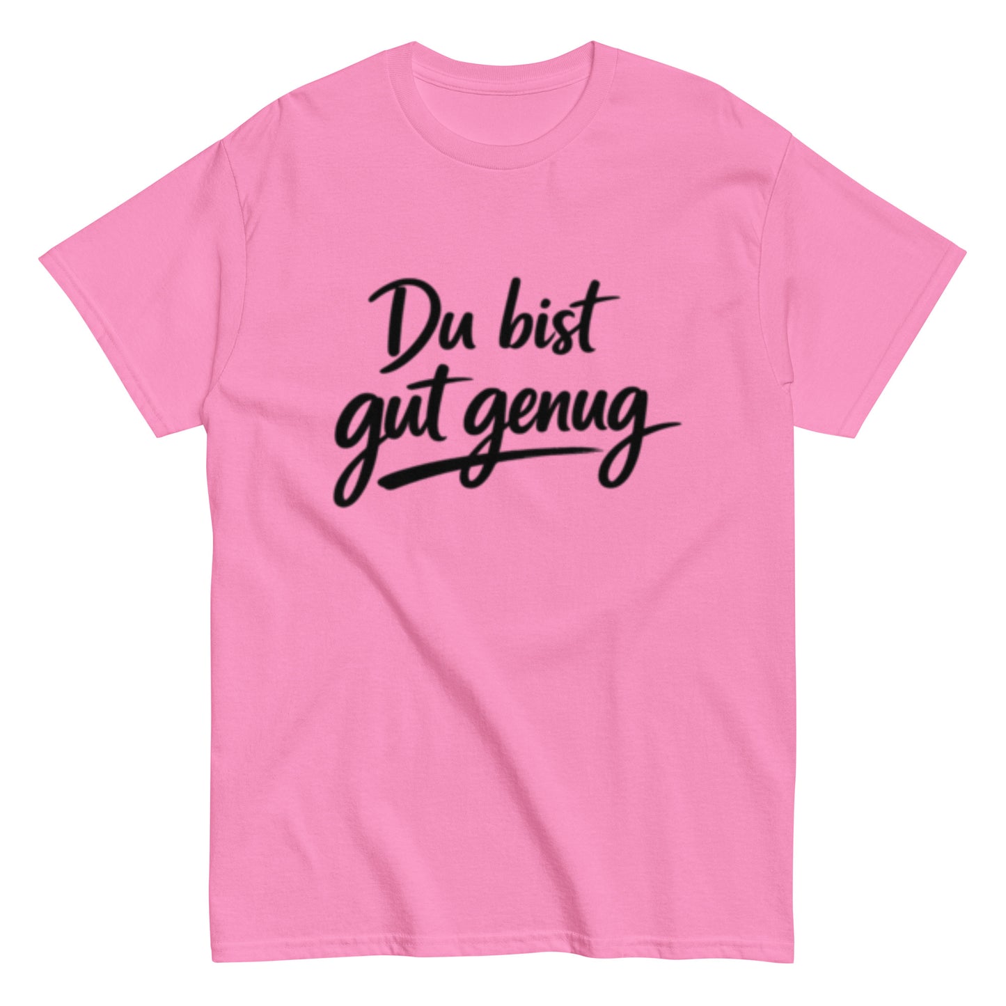 Minimalistisches T-Shirt mit der motivierenden Aufschrift „Du bist gut genug“.
