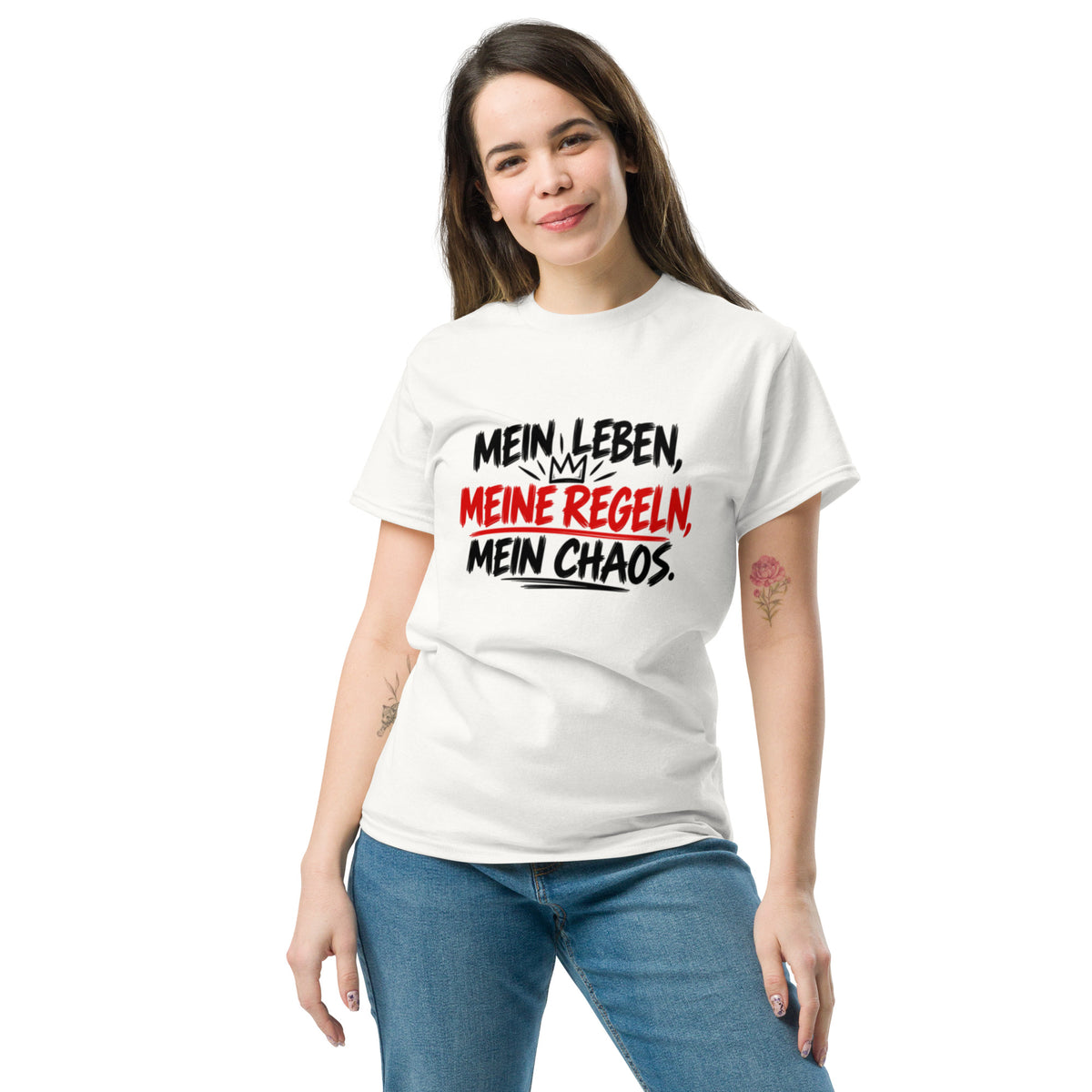 Lustiges Statement-T-Shirt mit dem Spruch „Mein Leben, meine Regeln, mein Chaos.“