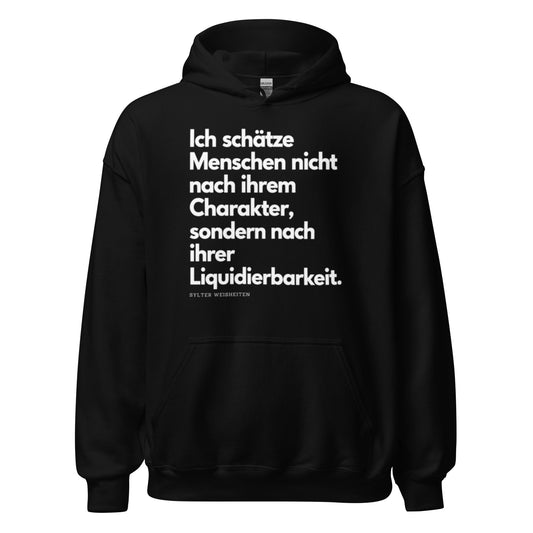 Hoodie mit schwarzem Statement-Spruch aus der Kollektion Sylter Weisheiten