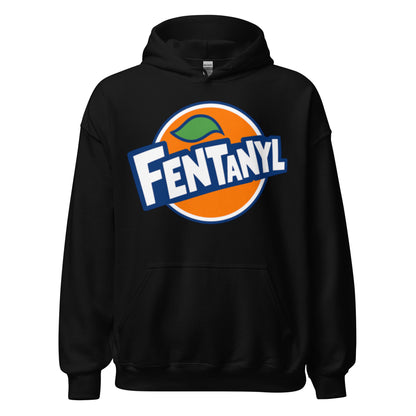 Weißer Hoodie mit auffälligem Fentanyl Statement-Motiv