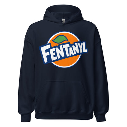 Weißer Hoodie mit auffälligem Fentanyl Statement-Motiv