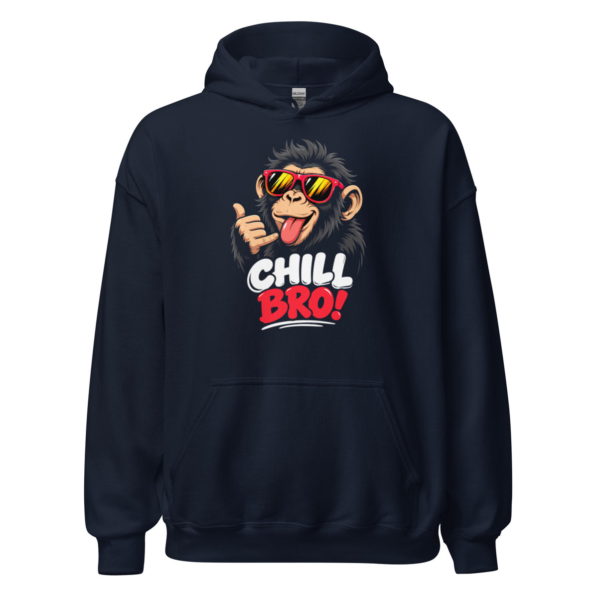 Lustiger Hoodie mit CHILL BRO Spruch und coolem Affen-Motiv