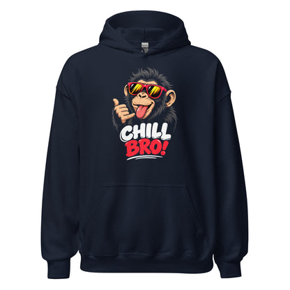 Lustiger Hoodie mit CHILL BRO Spruch und coolem Affen-Motiv
