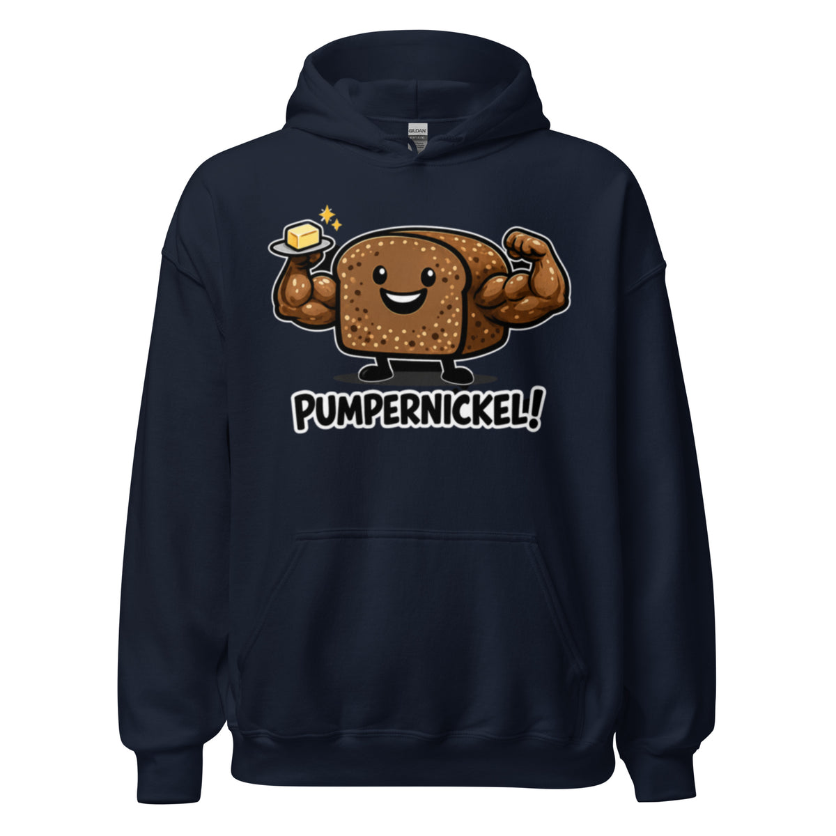 Lustiger Hoodie mit muskulösem Pumpernickel Brot Motiv und Spruch Pumpernickel