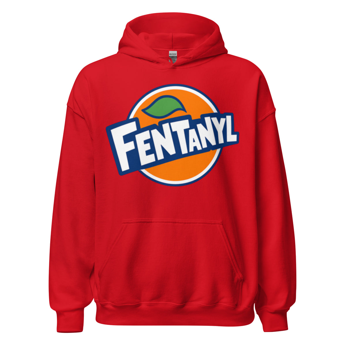 Weißer Hoodie mit auffälligem Fentanyl Statement-Motiv